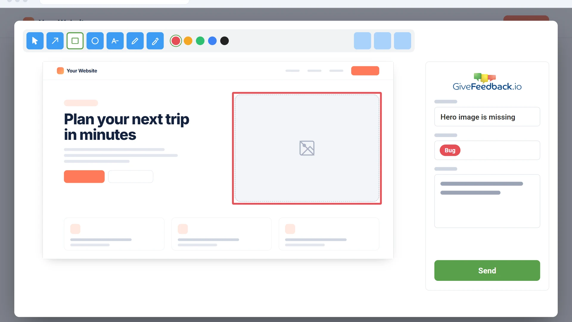 Client marking up a screenshot in the GiveFeedback.io widget