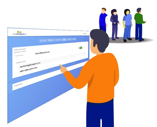 Clients and testers leaving feedback on a website